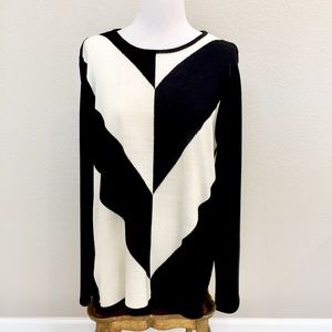 LIZ CLAIBORNE b&w chevron color block tunic, XL